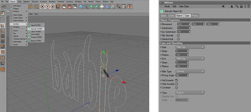 dodawanie Extrude NURBS